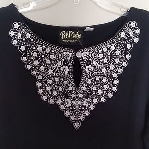BOB MACKIE WEARABLE ART BLACK BLOUSE XL
